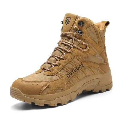 Mens Hiking Boots High Top Synthetic Leather Cow Suede EVA Midsole Rugged Rubber Md Outsole for All Season Outdoor Adventures