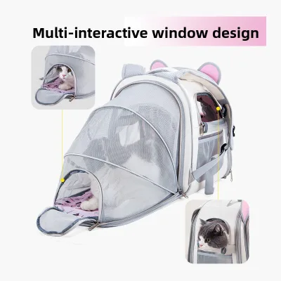 New Polyester Pet Carrier Cat Backpack Portable Breathable Outdoor Tent Large-Capacity Expandable Hand-Held Cat Cage