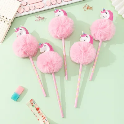 Wholesale Customised Fancy Wooden Unicorn Pencil Personalised Standard Pencils for School Young Girls' Party Promotional Pencil
