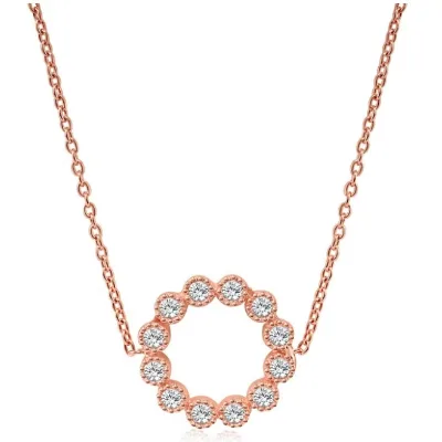 925 Sterling Silver Rose Gold Charm Necklace Crystal Rhinestone Link Chain | Women's Vintage Style Montresor Infini Silver