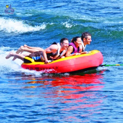 3 Person Inflatable Towable Tube Boat Heavy Duty Water Sports Sofa Rider for Speed Boat Yacht Lake Sea Beach Recreation