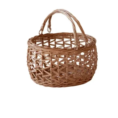 Handmade Willow Weaving Woven Storage Baskets Rattan Storage Baskets Vegetable and Fruit Baskets Eggs Hand-held Baskets