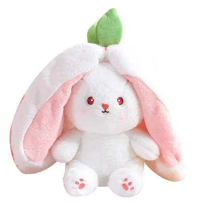 2023 Hot Sale Creative Strawberry Long Ear Rabbit Plush Toy Soft Cute Fruit Carrot Rabbit Stuffed Animal Pillows