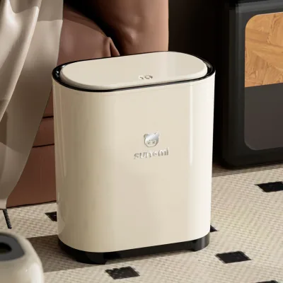 Luxury Pop-on Press Lid Design Waste Bin 8L Capacity Plastic Trash Can for Bathroom Kitchen Living Room