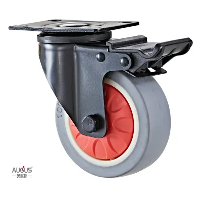 HOT SELL 2024 hot sell Adjustable Medium duty caster wheel of 2.5/3 inch size-- with Gray TPR material caster wheel-- the new style with red diamond