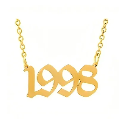 Wholesale 1980-2024 Birth Year Necklace Gold Silver Plated Minimalism Angel Number Necklace