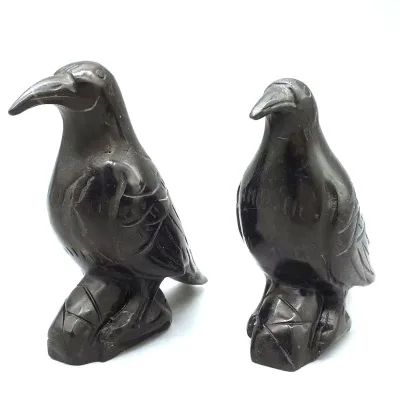 Hot Sale Handmade Natural Stone Black Obsidian Crow