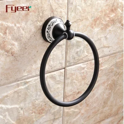 Fyeer Blue and White Porcelain Brass Towel Ring