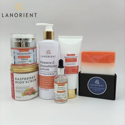 LANORIENT L-Glutathione  Vitamin C Natural Organic  Best Moisturizing Whitening Bleaching  Face Boby Cream for Dark Skin Set