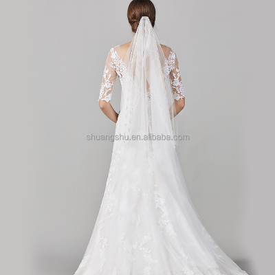 Long Bridal Veils Women Lace Trim Edge Wedding Veil
