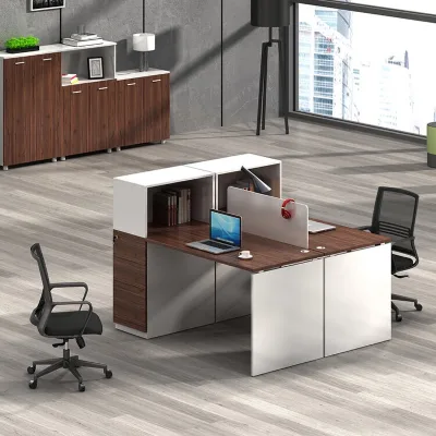 Hot Selling Modern Back Back 2 Person Linear Staff Partition Desk MDF Integrated Top Cabinet Sound Absorption Eco-Friendly