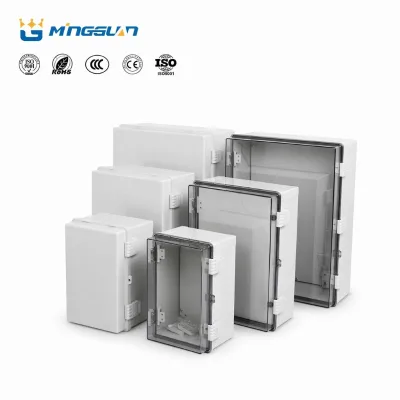 IP65 IP66 Outdoor Waterproof ABS/PC Enclosure Box Transparent Cover Hinged Lid Quick Buckle Design UV Resistant IK08 IK09 Impact