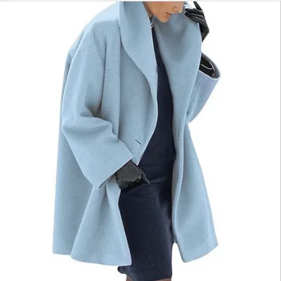 New 2020 European American Women's Fashion Autumn Winter Multi-color Round-neck Loose Hooded Canvas Single Button Windproof Coat
