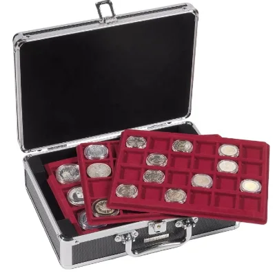 Customized Lighthouse 72 Coin Presentation Case Empty Aluminium Storage Box for Coin Collection