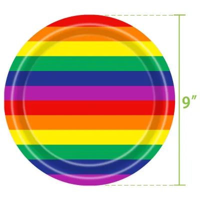 Wholesale New Spot Rainbow Party Tableware Set for Holiday Christmas Paper Tray Tissue Tablecloth Decoration