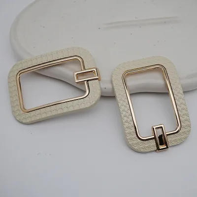 Elegant Gold-Plated Zinc Alloy Shoe Buckle White Patterned Factory Direct Continuous Use Clothing Decoration Removable Metal