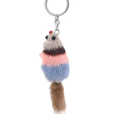 Gradient Color Mouse Plush Keychain Female Cute Hairball Pendant Female Bag Pendant Mouse Plush Keychain