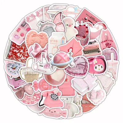 Waterproof Pink Girls Heart Stickers,Cool Children's DIY Sticker for Laptop Mobile Phone Skateboard Luggage