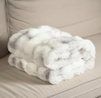 Luxury Thick Plush Tie Dye Faux Rabbit Fur Throw Carpet Cozy Soft Decorative Blanket Use for Couch Bed Travel