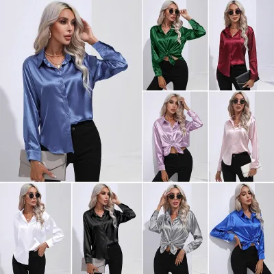OEM/ODM Women's Office Vintage Casual Solid Color High Quality Customized Long Sleeve Chiffon Shirt Top