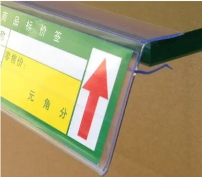 Transparent PVC Plastic Price Tag Holder Clip on Glass Shelf Data Strip