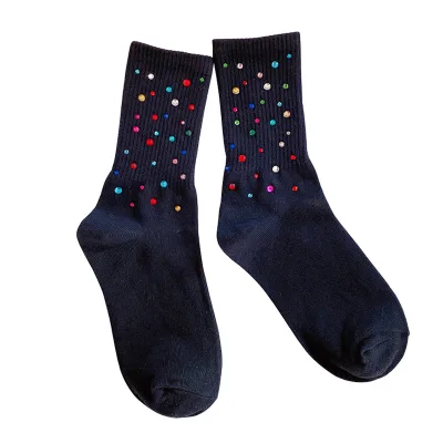 Custom Designed Glass Diamond Women's Winter Socks Knitted Animal Pattern Crew Length Anti-Slip and Sustainable Features