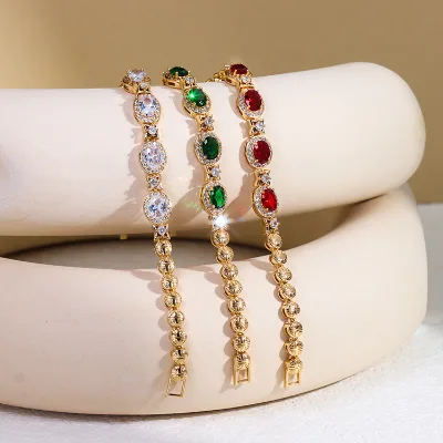 Factory Customized Luxury Gem Bracelet Classic Tennis Bracelet with Zirconium Colored Gems Bracelets