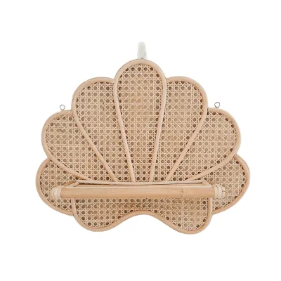 Vintage Hot-selling Wicker Bohemian Decorative Wicker Shell Shelf Natural Wicker Shelf Decorative Frame