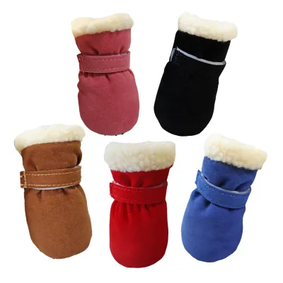 JXANRY Classic Style Pet Snow Boots Winter Warm Soft Soles Shoes Non-Slip Home Shoes with Print Pattern for Dogs
