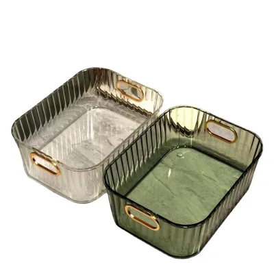 Light Luxury Transparent PVC Kitchen Bathroom Wall Mounted Dresser Cosmetics Clutter Storage Basket Organizer Box