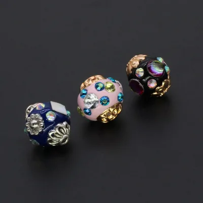 Nepalese Clay-inlaid Tibetan-style Vintage DIY Zinc Alloy Jewelry Accessories Back Pendants Spacer Beads No 14