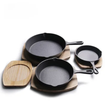 Custom Cast Iron Cookware Sets Cast Iron Skillet Egg Frying Pan Black Color Nonstick Skillet for Cooking Eggs or Boil
