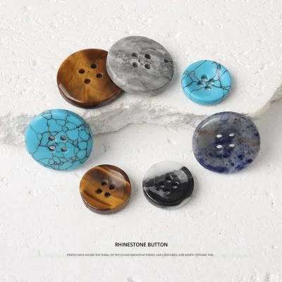 Natural White Spessartine Four-eye Jade Buttons High-end Round Suit Trench Coat Buttons Chinese Tang-style Hanfu Coat Buttons