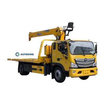 3 Tons Flatbed Tow Truck Recovery Towing Side Load Flatb Wrecker Truck With Crane Hot Sale