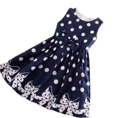 Kids Clothes Summer 4-12 Years Little Girls Sleeveless Vintage Casual Cotton  dress Polka Dots Baby Girl Dresses