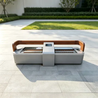 Stainless Steel Solar Rest Bench Equipped WiFi & LED Light, Independent Solar Power System with Custom Function Upgrade