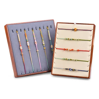 Jinsky Created Diy Sennit Bracelet Special Display Tray Wooden Handmade Weave Beaded Bracelets Display Tray