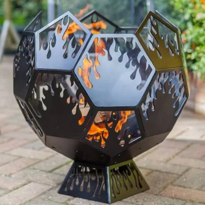 JH-Mech Decorative Easily Assembled OEM Design Laser Cut Wood Burning Outdoor Garden Steel Fire Basket