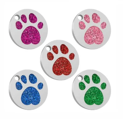 New Round Paw Shaped Pet ID Tag, Pet Accessories Pendant, Pet Footprint Dog Tag for Collars