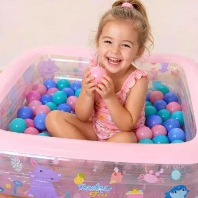 Inflatable Pool 2026 New Transparent Cartoon Ocean Ball Pit Children Swimming Toy Bounce Play Water Basin Eco-friendly PVC