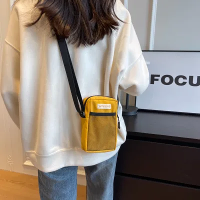 Solid Color Waterproof Zipper Letter Trendy Brand Mobile Phone Bag Mini Coin Purse Headphone Bag Personality Small Satchel