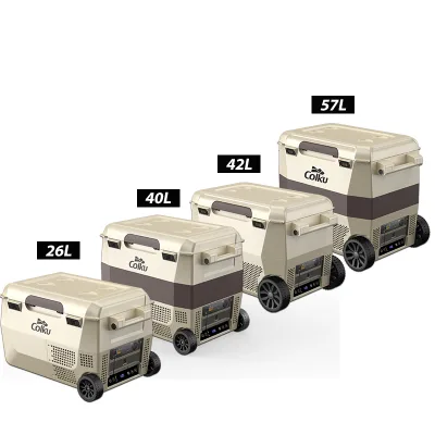Custom Colors 26L 40L 42L 57L Battery Powered Camp Fridge 12V 24V Outdoor Compressor Refrigerator Ice Maker for Trips Freezing