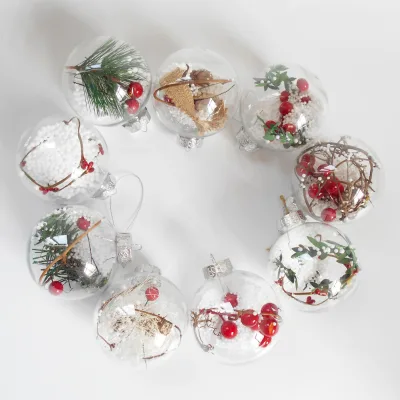 Hot Sale 8CM Built-In Snow Scene Transparent Plastic Ball Yiwu 1688 Agent's Wholesale Christmas Ornaments for Holiday Atmosphere