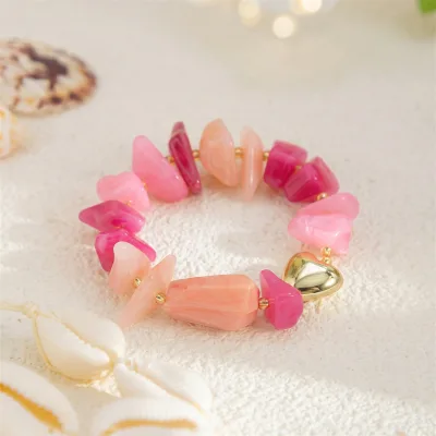 Colorful Irregular Acrylic Handmade Bead Bracelet Bohemia Imitation Pearl Elasticity Jewelry for Women Anniversary Celebration