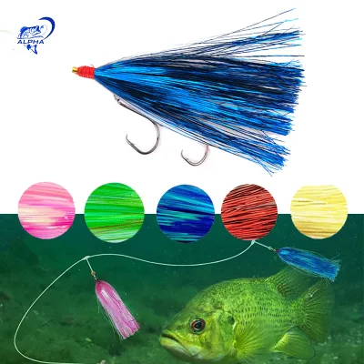 Alpha Fishing Bucktail Teasers Deer Hair Fluke Rig Lure Hook Tinsel Flasher Tube Slider Sea Bass Fluke Fishing Lure