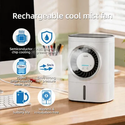 Portable Fan Cooler Ventilador Recargable Camping Mist Table Fan for Home
