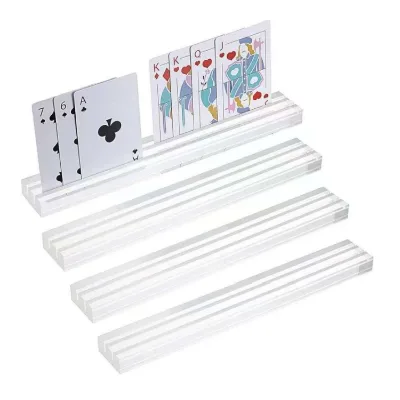 Premium Durable Compact Acrylic Playing Card Holder Multi-Layer Transparent for Customizable Game Board Fun (4 Pcs., Clear)
