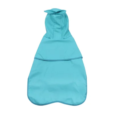 All Seasons Blue Dog Raincoat Reflective Pet Waterproof Jacket with Hood and Belt Hole Hooded PU Pet Raincoat Clothes Vests