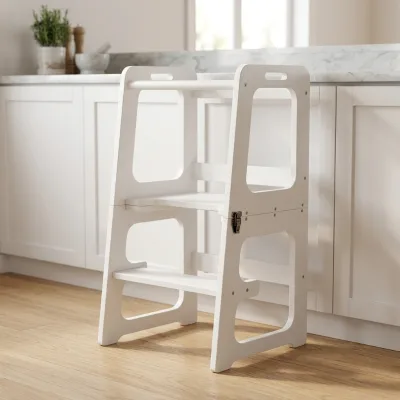 High Quality Eco-friendly Indoor/Outdoor Household Ladder Wooden Steps Stool Learning Stool for Kitchen Counter