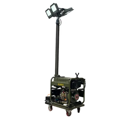 Manufacturer Direct Sales Portable Aluminum Pneumatic Lifting LED Lighthouse with diesel Generator Remote Control Lifting